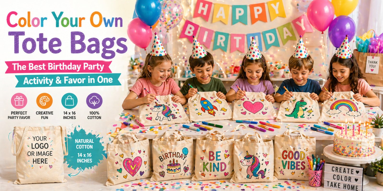 Borsa di tela da colorare come attività e regalino per la festa