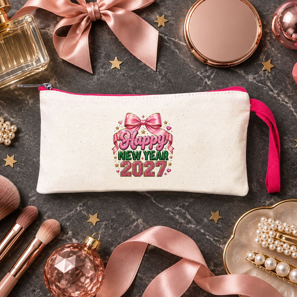 Astuccio di Natale – 9 motivi Natale e Capodanno 2027, astuccio in tessuto con zip colorata 21 × 10 cm, 6 colori – cotone - Pamusan.it