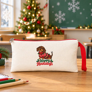 Astuccio di Natale – 9 motivi Natale e Capodanno 2027, astuccio in tessuto con zip colorata 21 × 10 cm, 6 colori – cotone - Pamusan.it