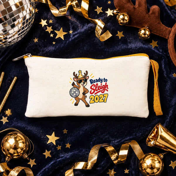 Astuccio di Natale – 9 motivi Natale e Capodanno 2027, astuccio in tessuto con zip colorata 21 × 10 cm, 6 colori – cotone - Pamusan.it