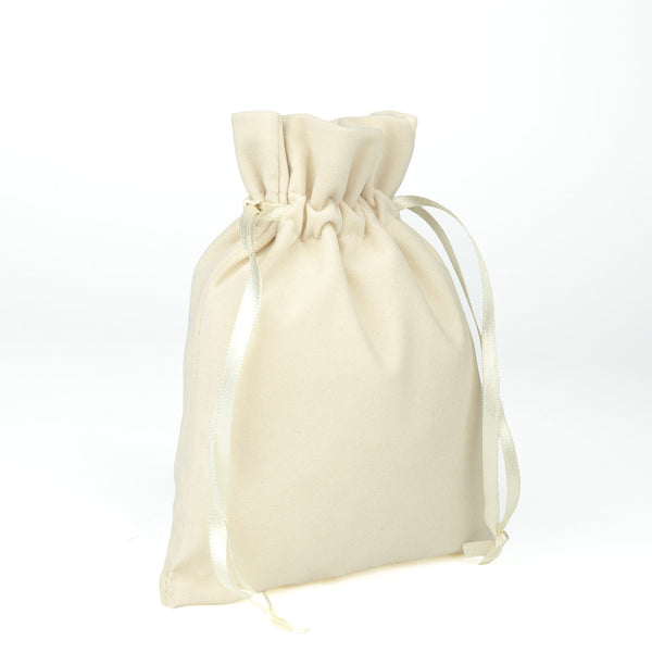 Natural Velvet Drawstring Pouch – 6" × 8" (15 × 20 cm) - Pamusan.com