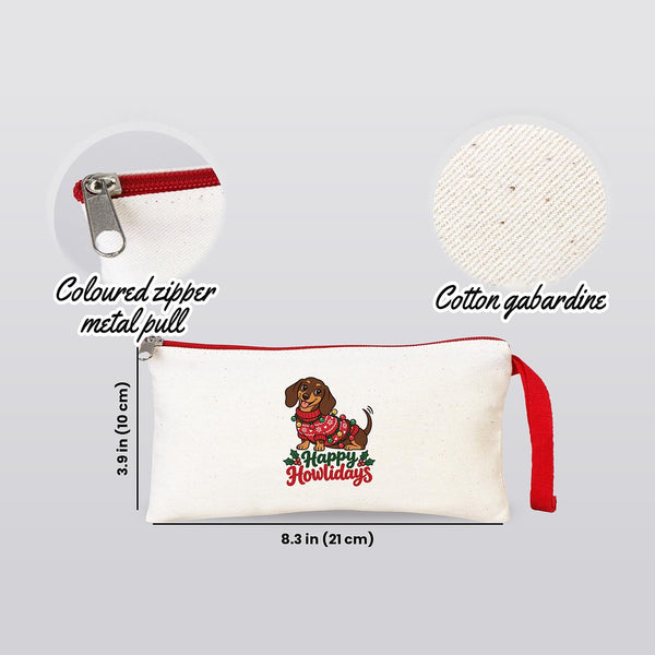 Astuccio di Natale – 9 motivi Natale e Capodanno 2027, astuccio in tessuto con zip colorata 21 × 10 cm, 6 colori – cotone - Pamusan.it