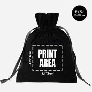 Personalized Black Velvet Drawstring Pouch – 6" × 8" (15 × 20 cm) - Pamusan.com
