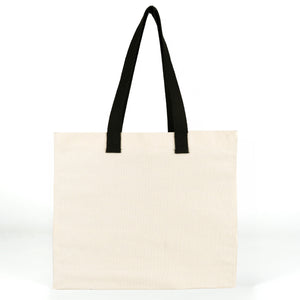 Shopper in cotone neutra 40 x 35 x 15 cm in studio, vista frontale in cotone naturale