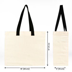 Schema delle dimensioni della shopper neutra: 40 cm di larghezza, 35 cm di altezza, 15 cm di soffietto