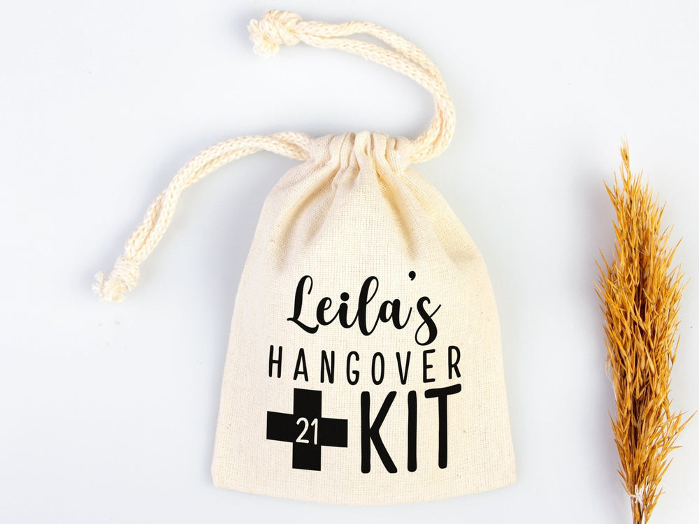 Birthday Hangover kit Bags, Recovery Kit Party Custom Name Print, Organic Cotton Drawstring Pouchs Bag - Pamusan.com