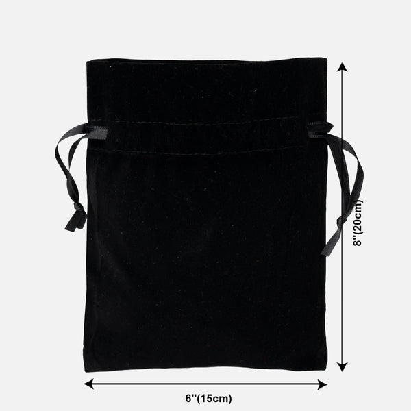 Black Velvet Drawstring Pouch – 6" × 8" (15 × 20 cm) - Pamusan.com