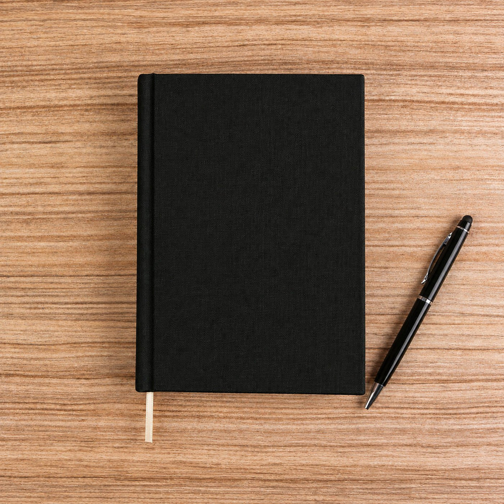Blank Black Canvas Notebook – A5 (7.9" × 5.5" / 20 × 14 cm), 80 Unlined Sheets, Bulk Plain Journal - Pamusan.com