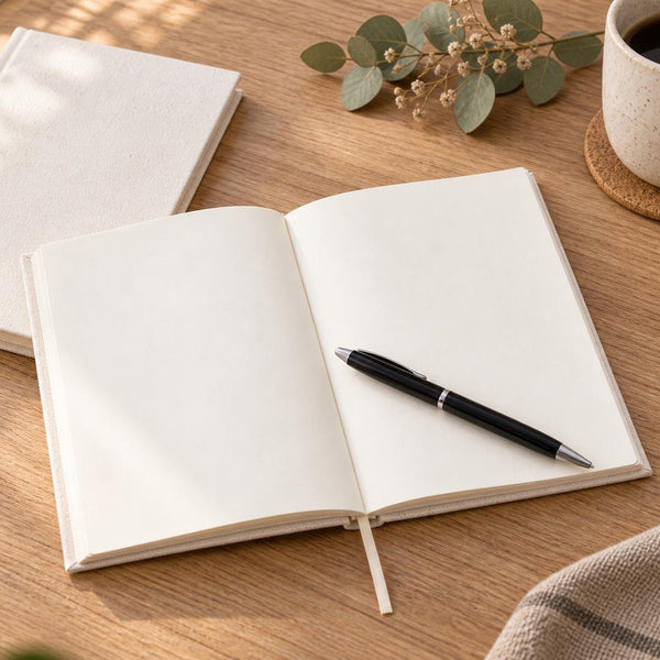 Blank Canvas Notebook – A5 (7.9" × 5.5" / 20 × 14 cm), 80 Unlined Sheets, Natural Cotton Cover, Bulk Plain Journal - Pamusan.com