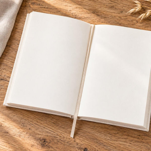Blank Canvas Notebook – A5 (7.9" × 5.5" / 20 × 14 cm), 80 Unlined Sheets, Natural Cotton Cover, Bulk Plain Journal - Pamusan.com