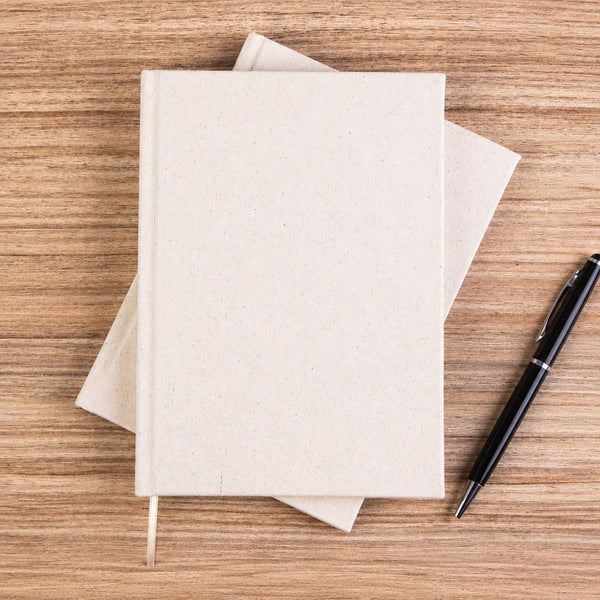 Blank Canvas Notebook – A5 (7.9" × 5.5" / 20 × 14 cm), 80 Unlined Sheets, Natural Cotton Cover, Bulk Plain Journal - Pamusan.com