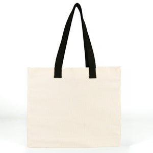 Shopper in cotone neutra 40 x 35 x 15 cm in studio, vista frontale in cotone naturale