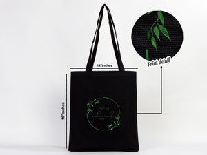 Canvas Custom Tote Bags Black 14"x16" – Personalized Logo Print - Pamusan.com