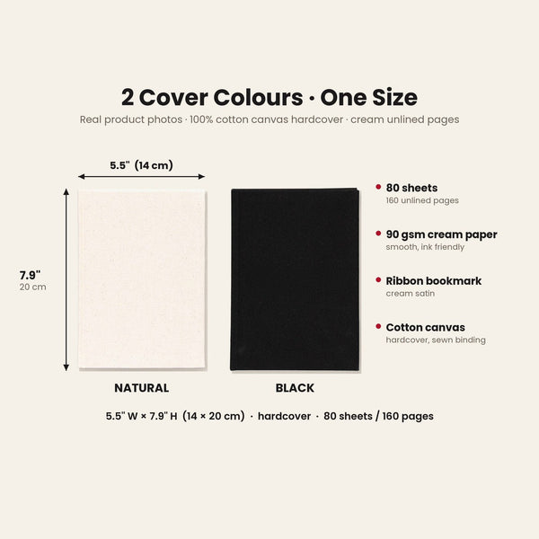 Christmas Journal Bulk – Canvas Notebook A5 5.5" × 7.9" (14 × 20 cm), 9 Holiday & New Year 2027 Designs, Natural or Black Cover - Pamusan.com
