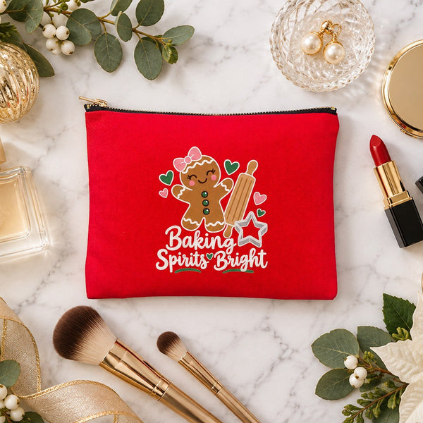 Christmas Makeup Bags Bulk – 9 Holiday & New Year 2027 Designs, Zipper Clutch 8.3" × 6" (21 × 15 cm) – Cotton Gabardine - Pamusan.com