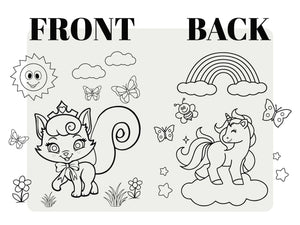 Magical Unicorn and Cat Kids Cotton Drawstring Coloring Bag - 14"x16" (35x40cm) - Pamusan.com