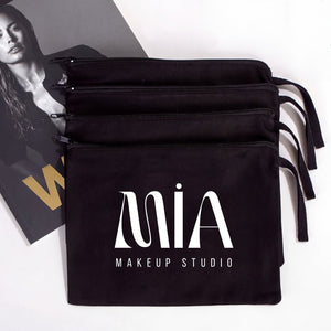 Custom Black Cotton Clutch Pouch – 10" × 7" (25 × 18 cm) - Pamusan.com