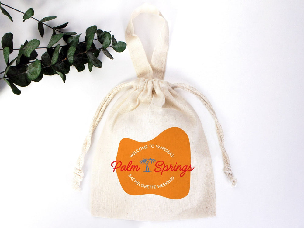 Custom Name Palm Springs Bachelorette Party Bags -  6"W x 8"H | Pamusan