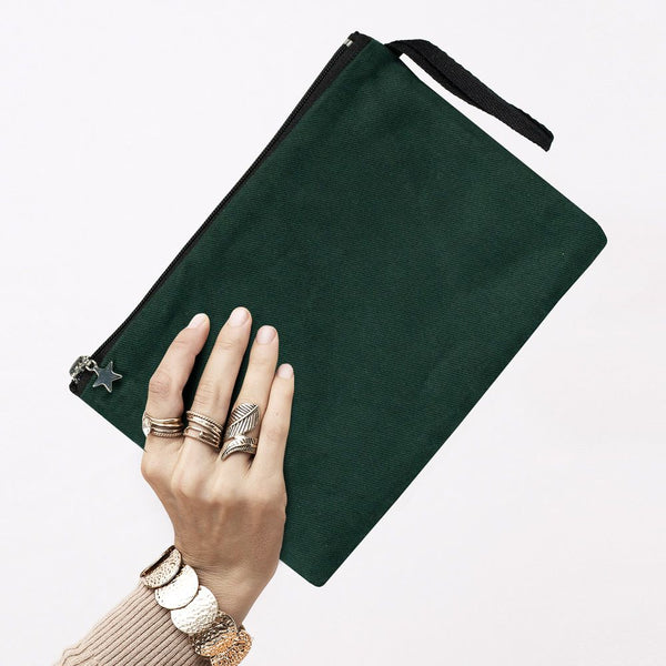 Custom Zippered Clutch Bag – Pine Green – 10" × 7" (25 × 18 cm) - Pamusan.com