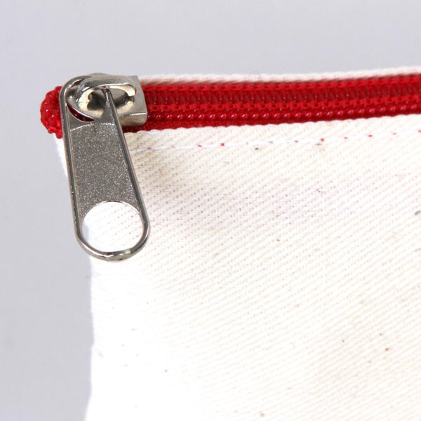 Fabric Pencil Case – 8"x4" Red Zippered Cotton Pouch (Blank) - Pamusan.com