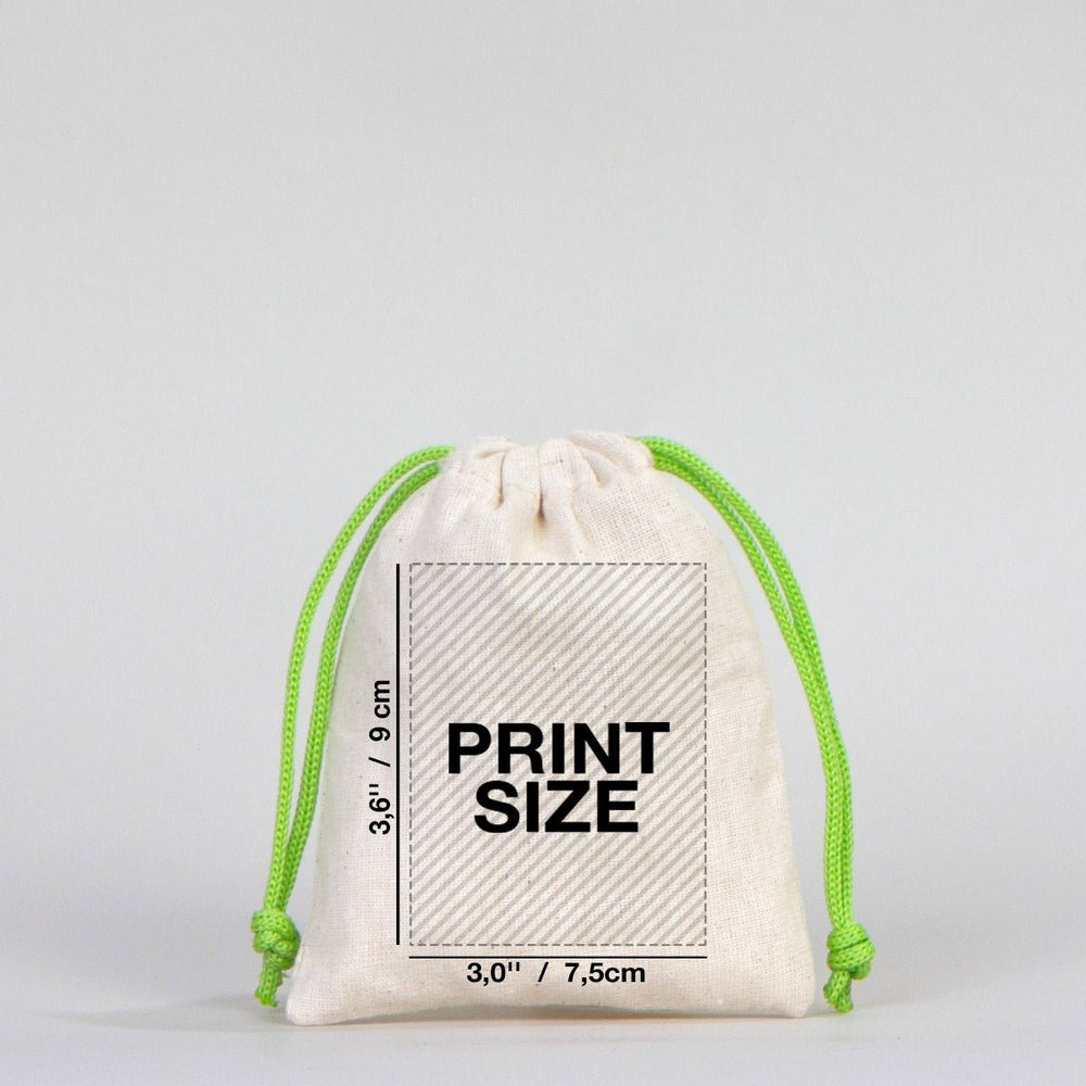 New Year Green Cotton Drawstring Bag 4" × 5" (10 × 13 cm) – Personalized Gift Pouch - Pamusan.com