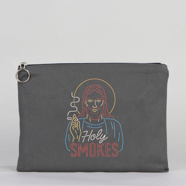 Personalized Anthracite Cotton Clutch Pouch – 12" × 8" (30 × 21 cm) – 10 oz Fabric - Pamusan.com