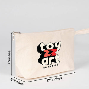 Custom Canvas Zipper Pouch 10" x 6" x 2" – Gusseted Makeup Bag, 320 g/m²