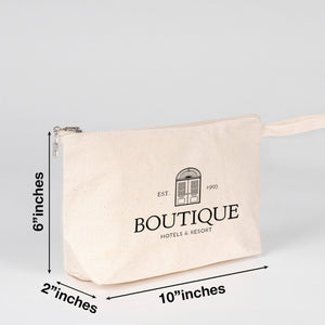 Custom Canvas Zipper Pouch 10" x 6" x 2" – Gusseted Makeup Bag, 320 g/m²