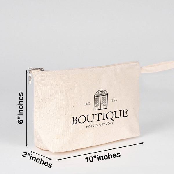 Custom Canvas Zipper Pouch 10" x 6" x 2" – Gusseted Makeup Bag, 320 g/m²
