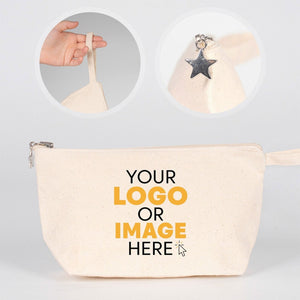 Custom Canvas Zipper Pouch 10" x 6" x 2" – Gusseted Makeup Bag, 320 g/m²