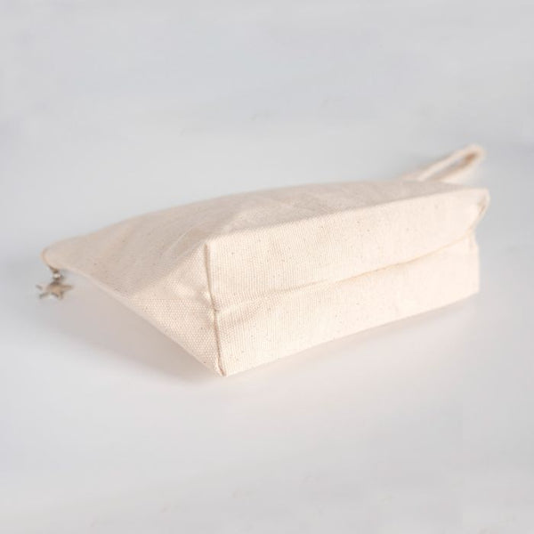 Custom Canvas Zipper Pouch 10" x 6" x 2" – Gusseted Makeup Bag, 320 g/m²