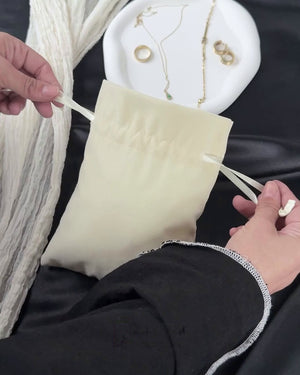 Personalized Natural Velvet Drawstring Pouch – 6" × 8" (15 × 20 cm) - Pamusan.com