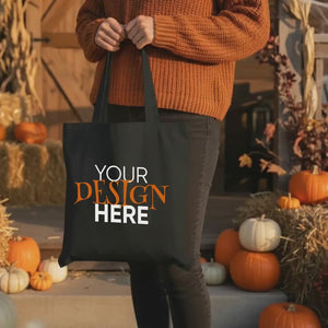Borse Tote di Halloween – Borsa Trick or Treat in Cotone Nero Personalizzata