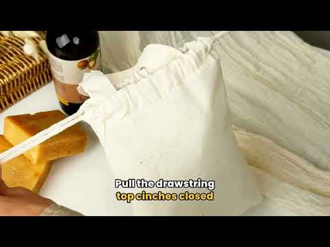 Sacchetto in Cotone con Coulisse 15x20 cm | Sacchetto Bomboniere Naturale con Manico Corto
