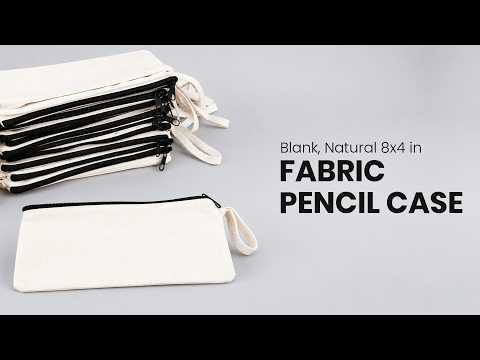 Astuccio in Tessuto – 20x10 cm, Pochette con Zip in Cotone Naturale Grezzo