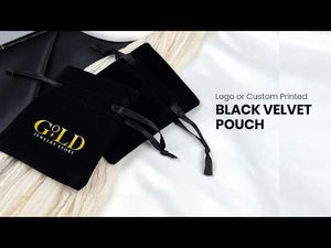 Sacchetto in Velluto con Coulisse a Rosa Personalizzato – Nero – 10 × 13 cm