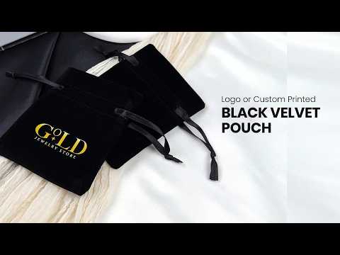 Sacchetto in Velluto con Coulisse a Rosa Personalizzato – Nero – 10 × 13 cm