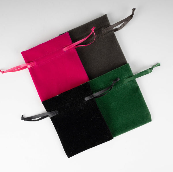 Velvet Rose Drawstring Pouch – Red – 4" × 5" (10 × 13 cm) - Pamusan.com